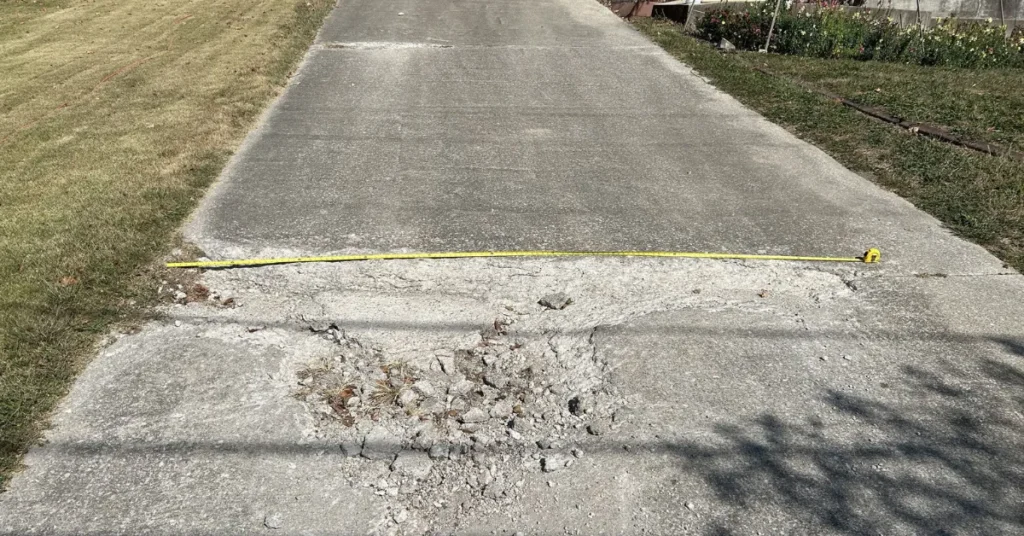 concrete driveway surface damage
